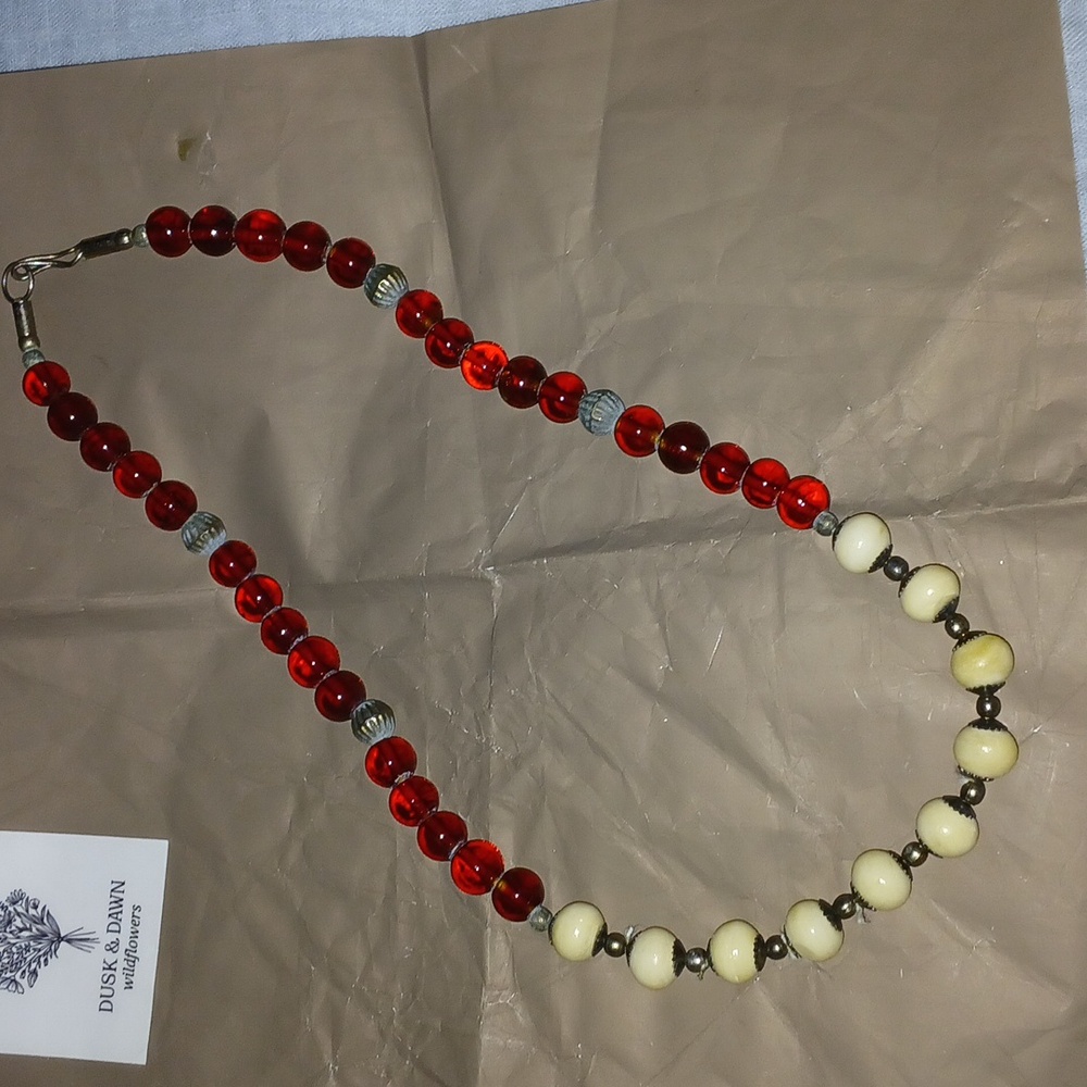 Art Deco cherry glass necklace